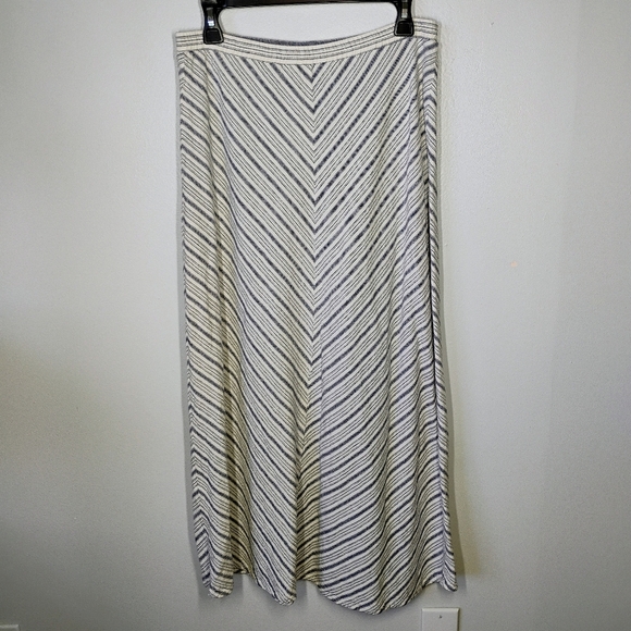 For Cynthia Linen Maxi Skirt Womens Medium Stripes Lagenlook Minimalist Coastal - Picture 1 of 10